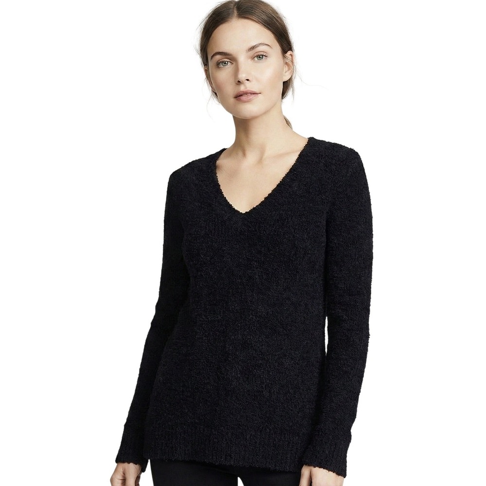 Andrea Joven Sweater Womens Small Black Textured V Neck Casual Cottagecore Layer